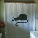 Bath Shower Curtain black cat art deco nouveau vintage look