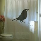 Bath Shower Curtain black bird wing tail beak avian fly high
