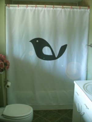 Bath Shower Curtain bird vintage design classic sparrow art