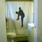 Bath Shower Curtain baseball pitcher pitch throw ball cap