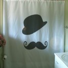 Bath Shower Curtain barber shop moustache bowler hat quartet