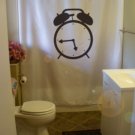 Bath Shower Curtain alarm clock ring bell time early morning