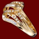 Golden ring, diamonds, ripples Size: US 7,5