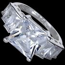 Silver ring, CZ, square Size: US 5