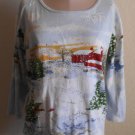 Christmas Shirt Top by Holiday Traditions Beaded Size Large