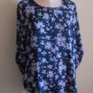 Pink Republic Blouse Shirt Size Medium Blue Floral