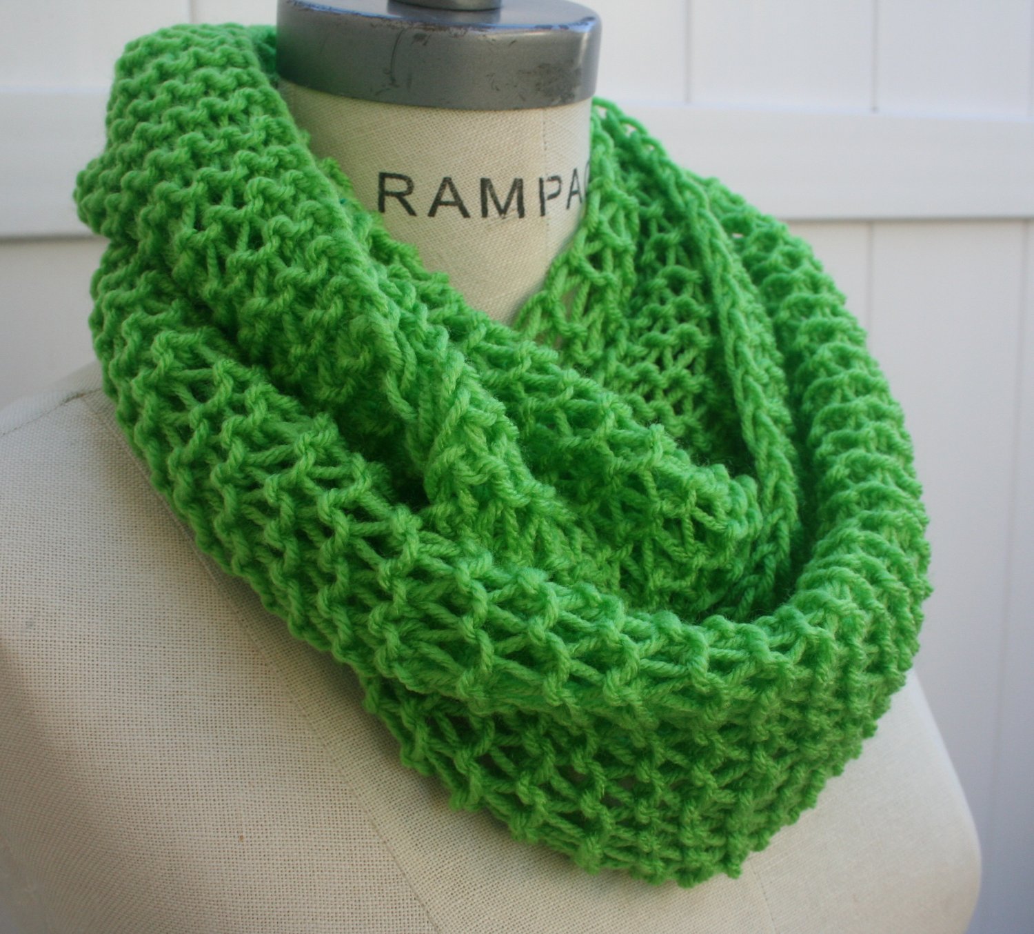 Lime green Knit Infinity Scarf Autumn Fashion Women Neckwarmer By PIYOYO