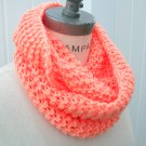 Peach Infinity Scarf Hand Knit  Neckwarmer - By PIYOYO