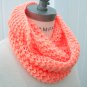 Peach Infinity Scarf Hand Knit  Neckwarmer - By PIYOYO