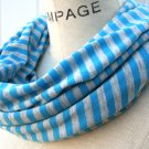 Cyan Blue Infinity Scarf Jersey Cotton Lightweight Scarf- By PIYOYO