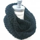 Black Hand Knit Infinity Scarf - By PiYOYO