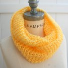 Yellow Knit  Scarf Hand knit Infinity  Scarf Neckwarmer - By PIYOYO