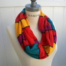Color Black Infinity Scarf  Retro Scarf  Infinity Scarf Multicolor Stripes  Scarf - By PIYOYO
