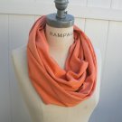 Orange Infinity Scarf Jersey Cotton Winter Neckwarmer - by PIYOyo