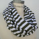 Olive Green Infinity Scarf White Olive Green Striped Jersey Infinity Sweater Scarf Gifts- By PIYOY