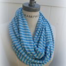 Women Infinity  Scarf Cotton Jersey Scarf Cyan Blue Gray Infinity Jersey  - by PIYOYO