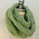 Green  Knitted infinity Scarf, Crochet Scarf, Fall Winter Fashion Neck warmer - By PIYOYO