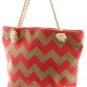 Beach Tote Handbag Chevron Bag Canvas  Bag Summer Beach Bag - By PiYOYO
