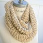 Taupe Knit Infinity Scarf Hand Knit Women Scarf Neckwarmer- By PIYOYO