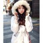 Hairy Collar Bracelet Sleeve Worsted Coat Waisted Hooded Overcoat Wrap for Women Ladies NDD-57191