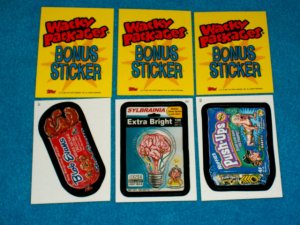 WACKY PACKAGES ANS5 *** THREE BONUS STICKERS*** B1,B2,B3