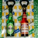 PACK OF TWO BOTTLE OPENERS (MAGNETS) HEINCKER & BUDWHEAT like WACKY PACKAGES!!