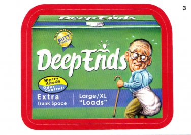 2013 WACKY PACKAGES ANS11 RED BORDER **DEEP-ENDS** STICKER #3 NEW SERIES