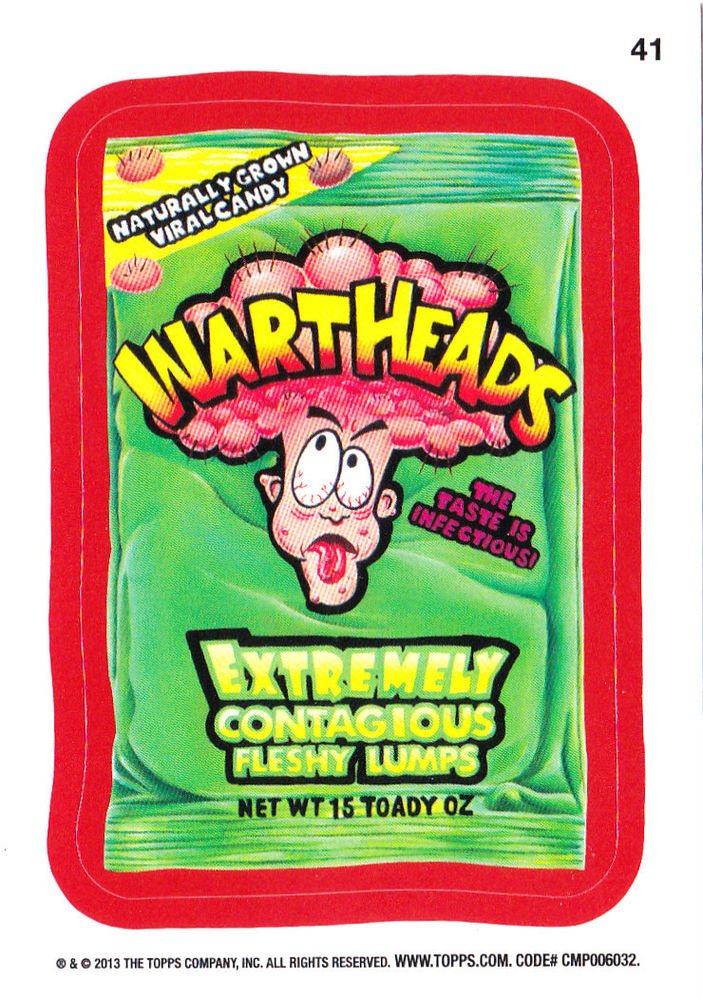 2013 WACKY PACKAGES ANS11 RED BORDER **WARTHEADS** STICKER #41