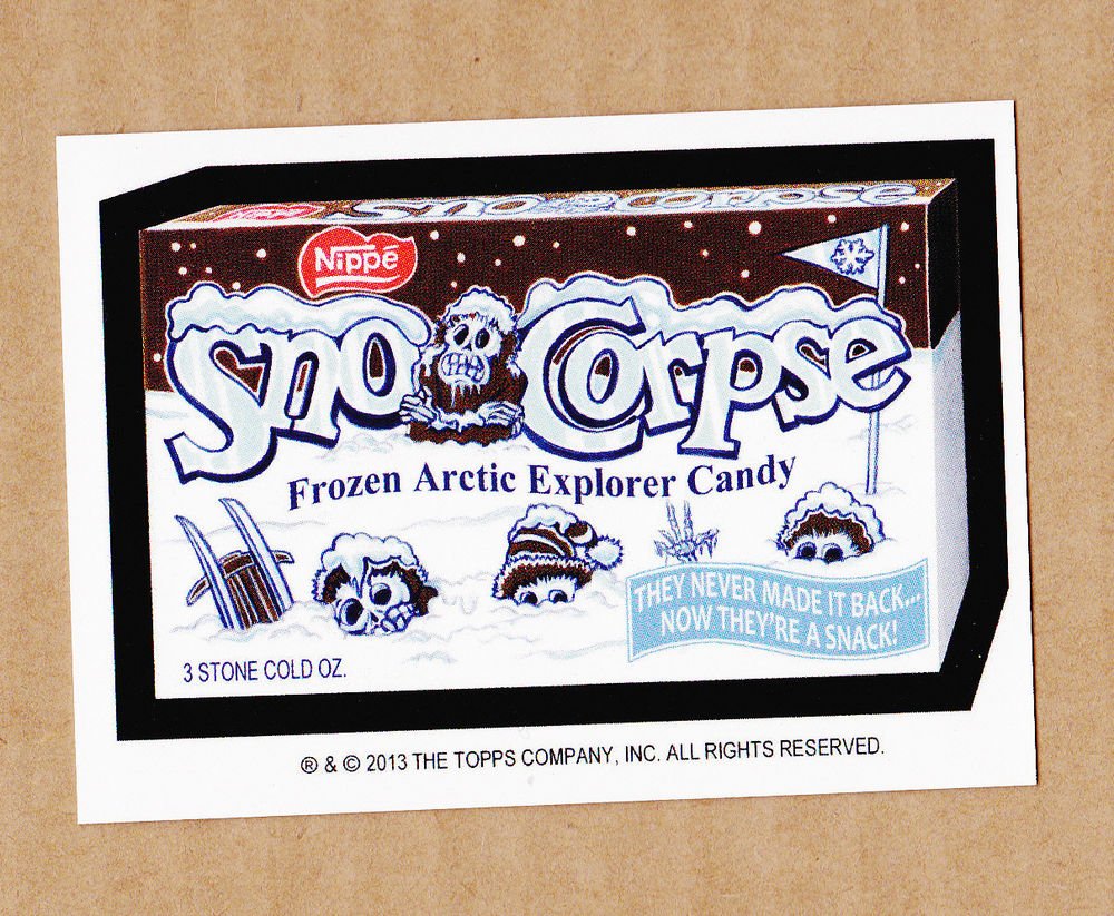 2013 WACKY PACKAGES HALLOWEEN SERIES "SNO-CORPSE" BIO CARD by NEIL CAMERA
