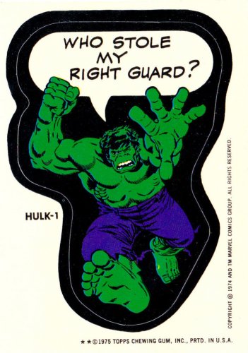 1975 MARVEL COMIC BOOK SUPER HEROES **HULK-1** STICKER CARD