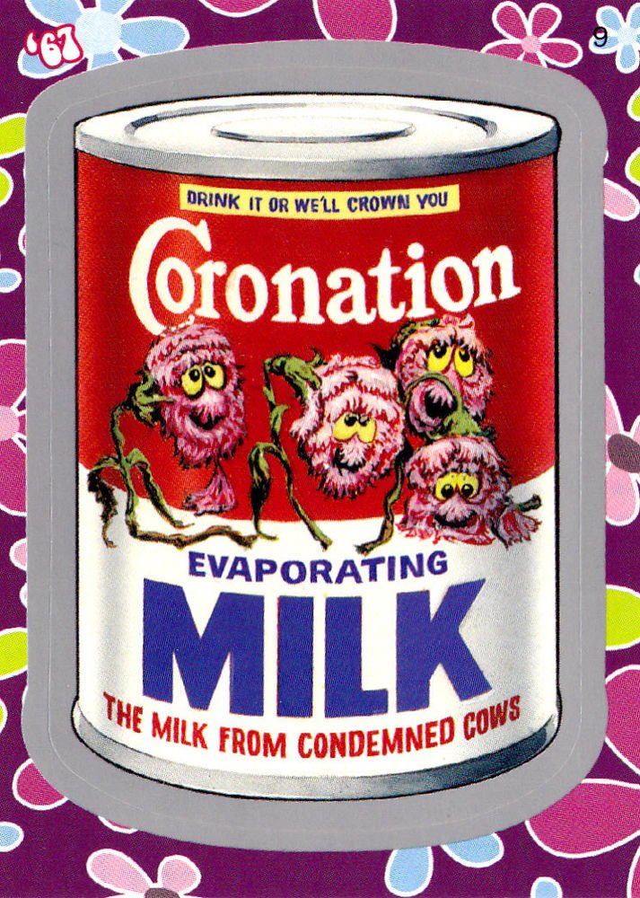 WACKY PACKAGES FLASHBACK1 SILVER BORDER ""CORONATION MILK"" #9 NM