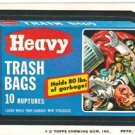 1974 WACKY PACKAGES ORIGINAL 10TH SERIES "HEAVY TRASH BAGS" STICKER CARD