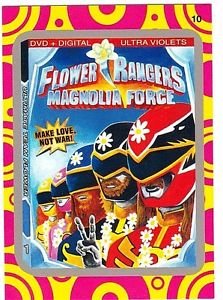 2014 WACKY PACKAGES SERIES1 SILVER BORDER "FLOWER RANGERS" #10 TERIBLE TV INSERT