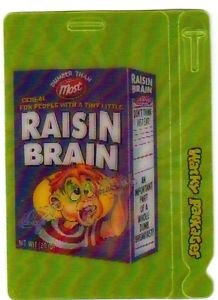 2012 WACKY PACKAGES ALL NEW SERIES 9 {ANS9} MOTION TAG "RAISIN BRAIN" #5