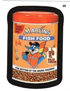 2016 WACKY PACKAGES BASEBALL SERIES 1 "MARLINS FISH FOOD" #28 STICKER CARD