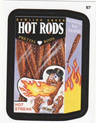 2016 WACKY PACKAGES BASEBALL SERIES 1 "BOWLING GREEN HOT RODS" #67 STICKER NEW!