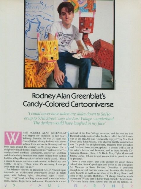 Rodney Alan Greenblat Candy-Colored Cartooniverse 1986 Art Magazine Article