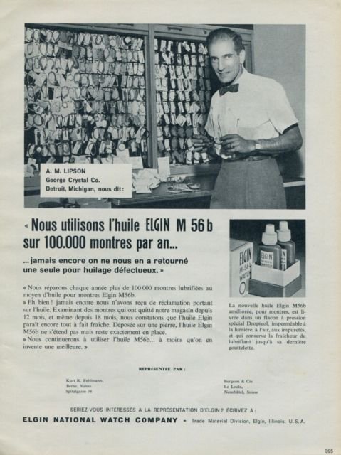 Elgin Watch Company M56b Vintage 1962 Swiss Ad Suisse Advert Horlogerie