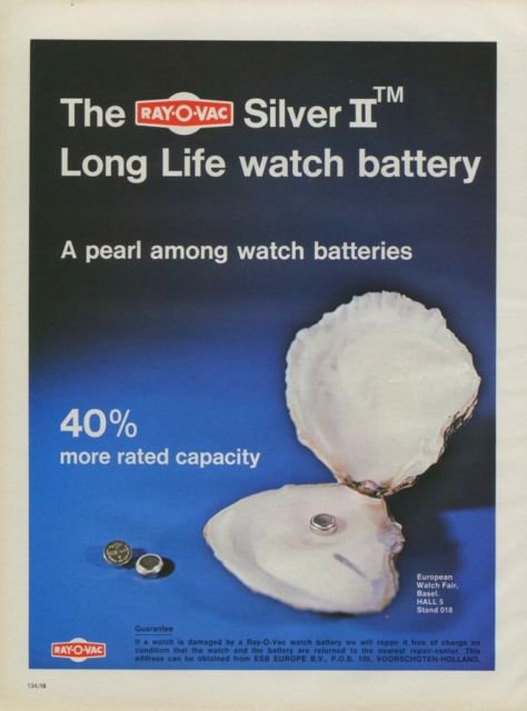 Ray-O-Vac Battery Company 1976 Swiss Ad Suisse Advert Horology Horlogerie