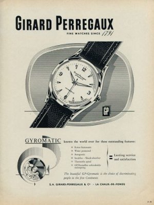 1953 Girard Perregaux Watch Company Gyromatic 1953 Swiss Ad