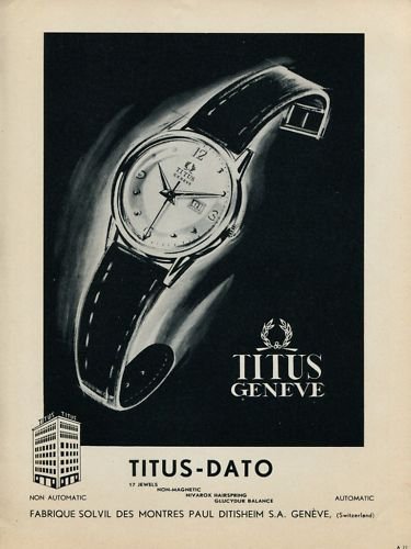 1953 Titus Watch Company Geneva Switzerland 1953 Swiss Ad Suisse Advert Suisse Advert Geneve