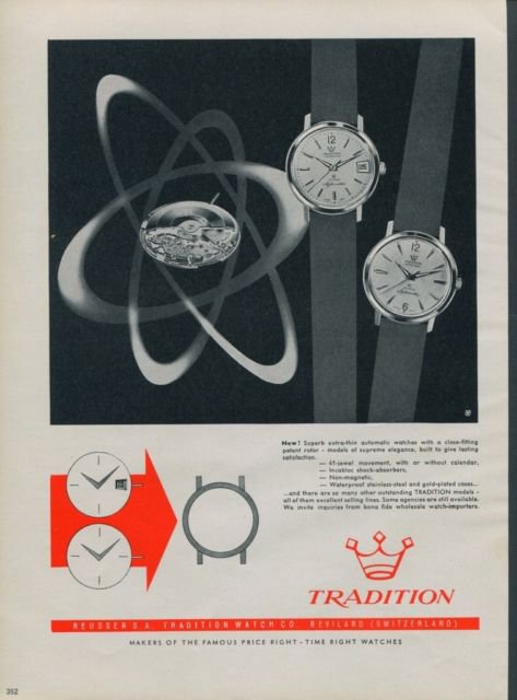 1962 Tradition Watch Company Switzerland Reusser S.A. 1962 Swiss Ad Suisse Advert