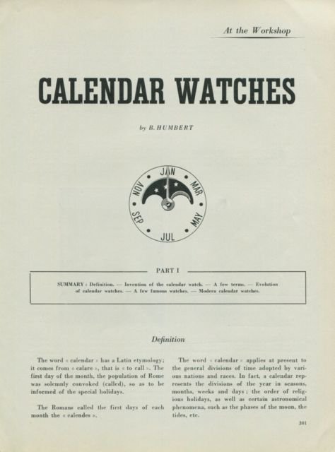 1949 Calendar Watches by B. Humbert Vintage 1949 Swiss Article Horology Horlogerie