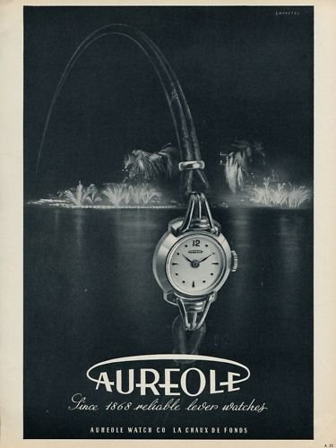Aureole Watch Company 1953 Swiss Ad La Chaux-de-Fonds Switzerland Suisse Advert