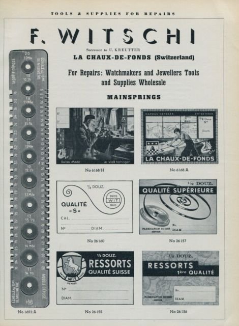 1951 F. Witschi Company Vintage 1951 Swiss Ad Suisse Advert Horlogerie Horology Switzerland