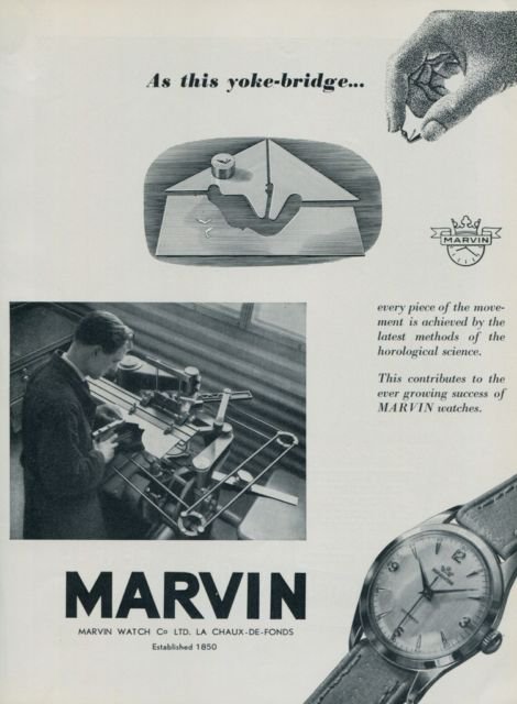Marvin Watch Company Switzerland 1951 Swiss Ad Suisse Advert Horology Horlogerie