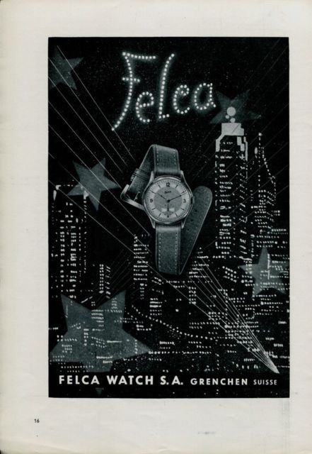 Felca Watch Company Switzerland Vintage 1947 Swiss Ad Suisse Advert Horlogerie