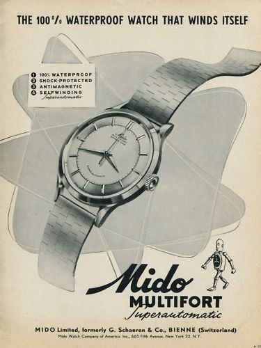1953 Mido Watch Company Bienne Switzerland Vintage 1953 Swiss Ad Suisse Advert Horology