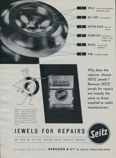 1951 Seitz Bergeon & Cie Company Vintage 1951 Swiss Ad Suisse Advert Horology Switzerland