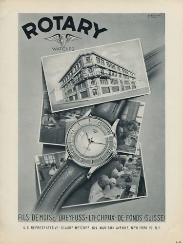 1953 Rotary Watch Company La Chaux-deFonds Switzerland 1953 Swiss Ad Suisse Advert
